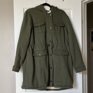 Torrid Olive Green Fleece Sherpa Lined Anorak